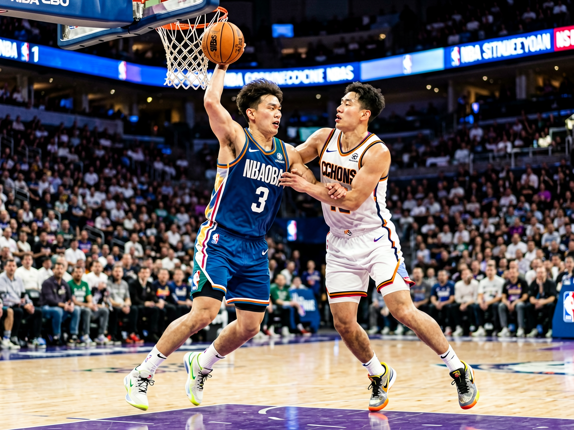NBA篮球比赛中球员激烈对抗的精彩瞬间